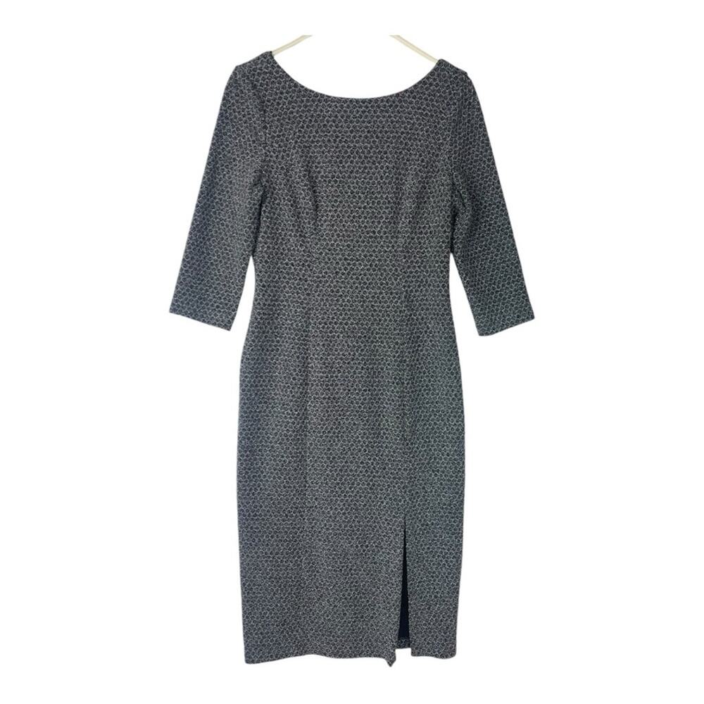 Adrianna Papell women's 8 medium black silver metallic knee length midi dress